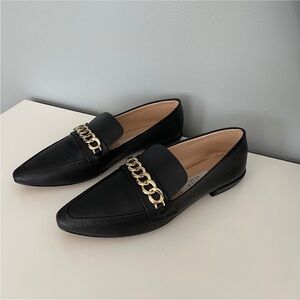 Steve Madden Leather Loafers with Gold Chain